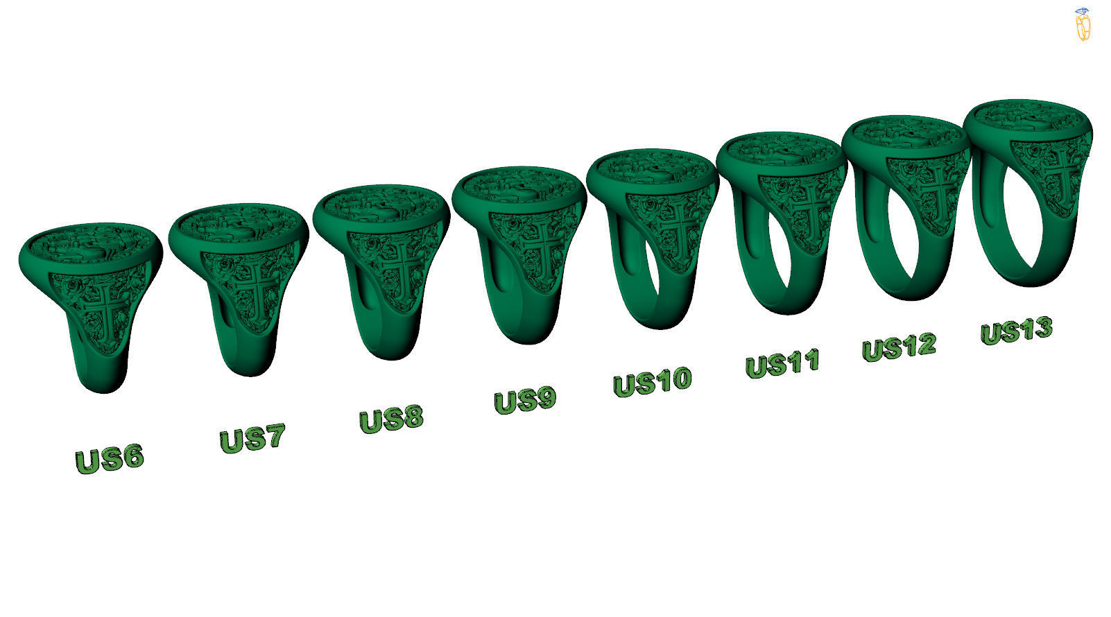 Crusader Templar Orders Two Knights Single Horse Signet 3D print model_7