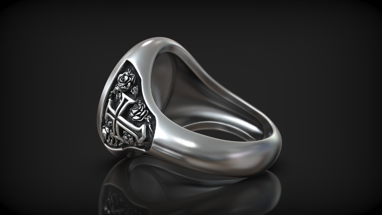 Crusader Templar Orders Two Knights Single Horse Signet 3D print model_3