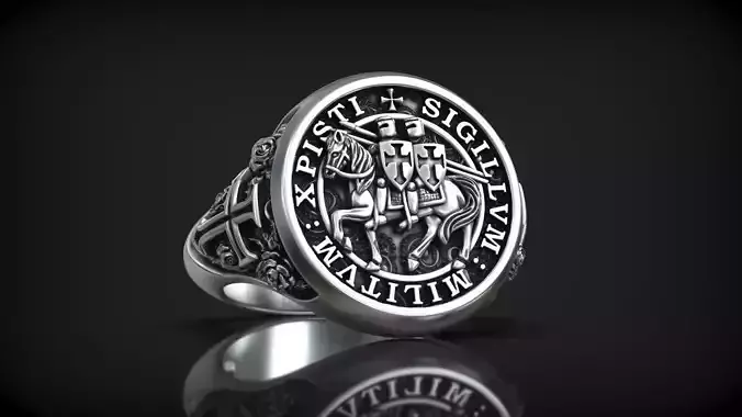 Crusader Templar Orders Two Knights Single Horse Signet 3D print model