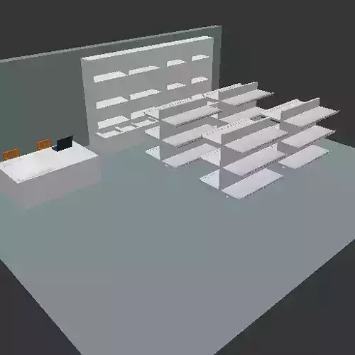 3D Baqala or Grocery store Shelves System