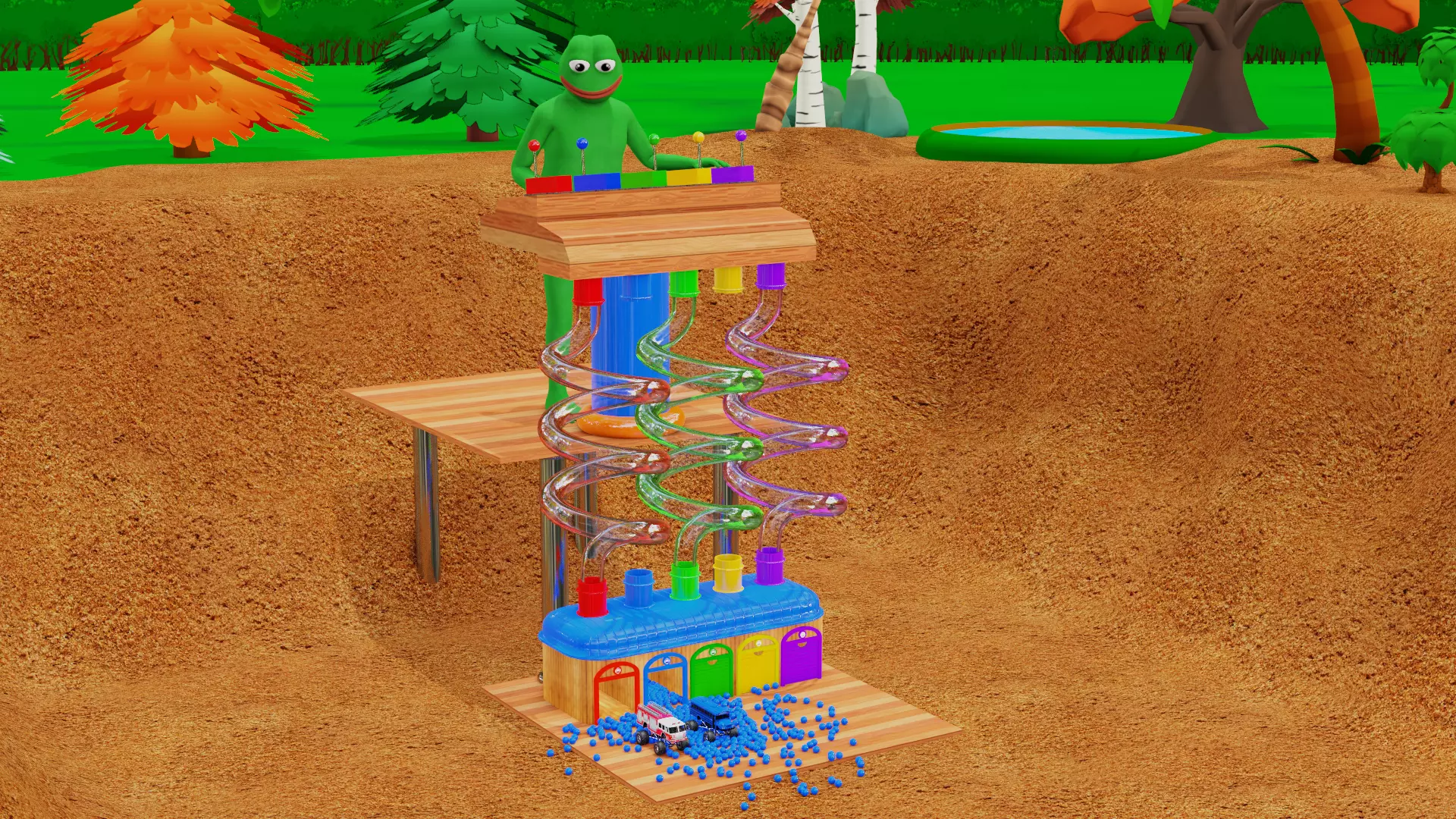 Filling Balls in a Toy House 3D model_0