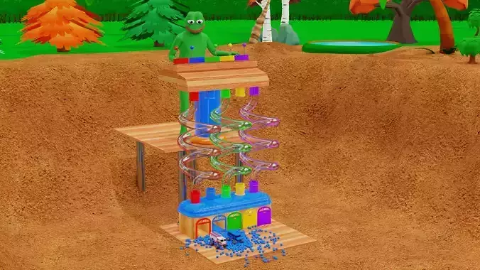 Filling Balls in a Toy House 3D model