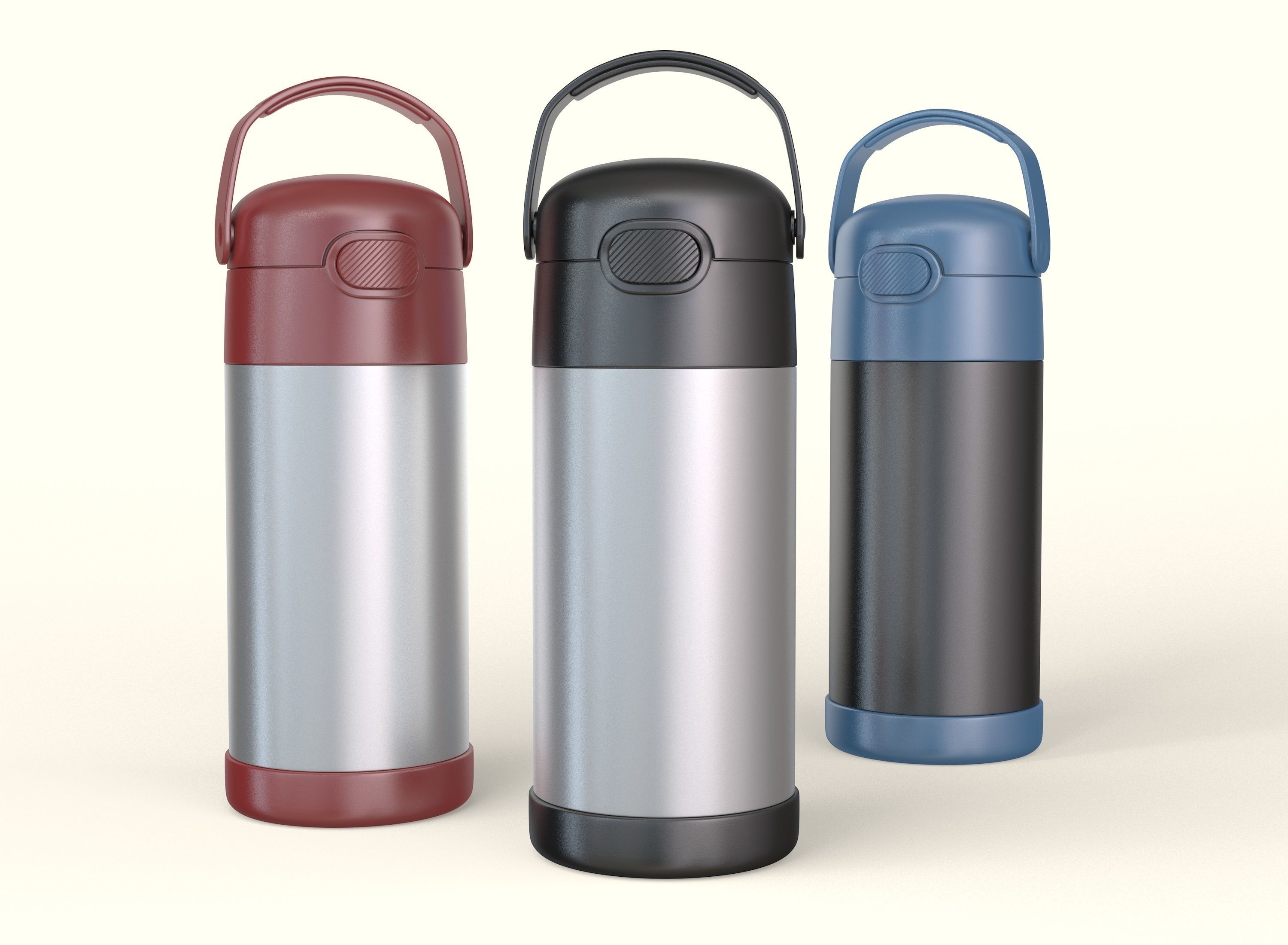 Thermos stainless steel 3D model_1