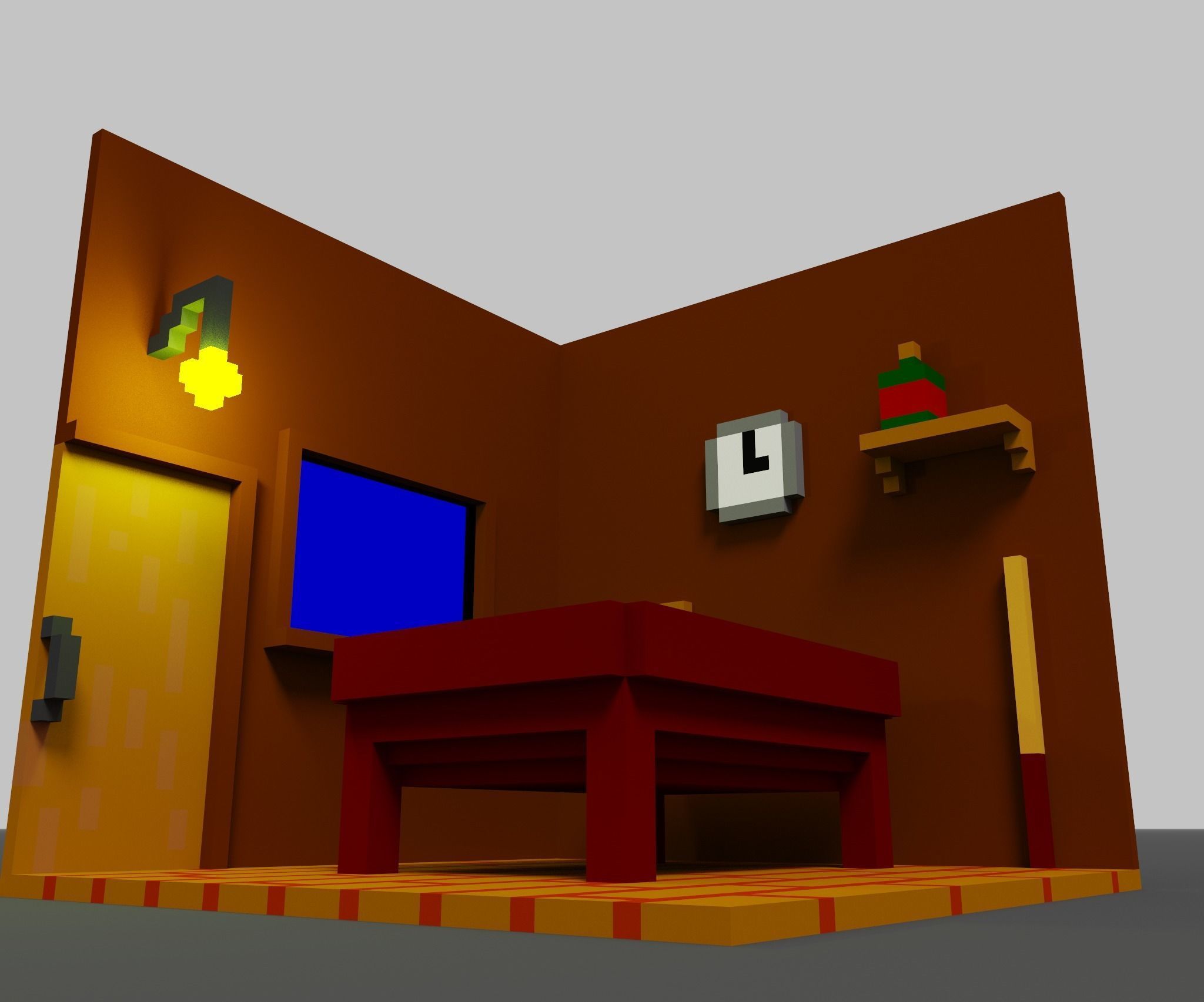 3d Voxel Bilyard room Low-poly 3D model_3