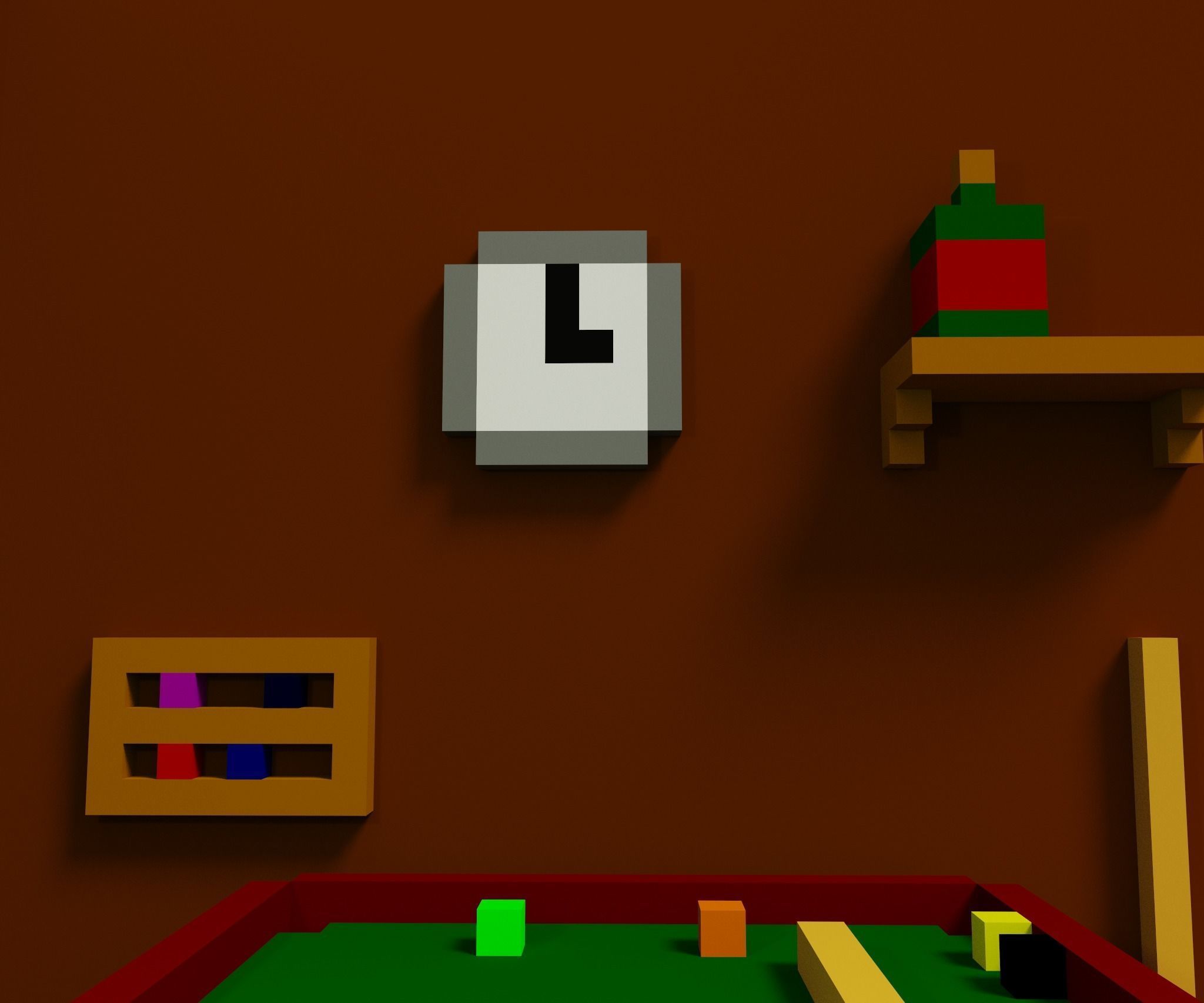 3d Voxel Bilyard room Low-poly 3D model_4