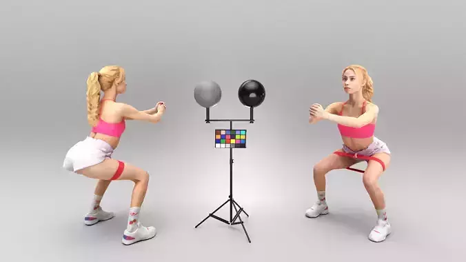 Pretty woman exercising with resistance band 442