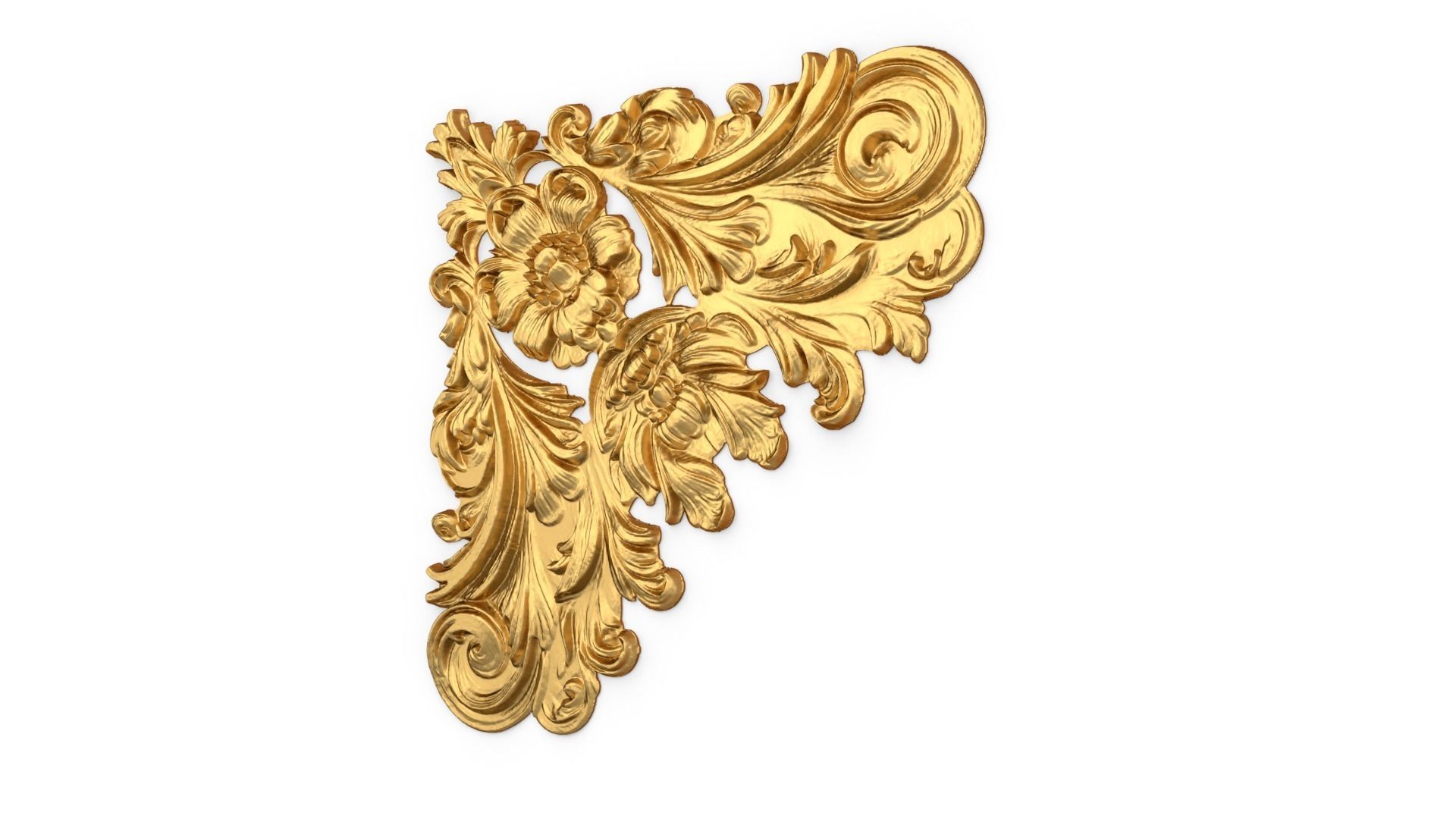Classic carved corner decor ornament 377 3D model_2