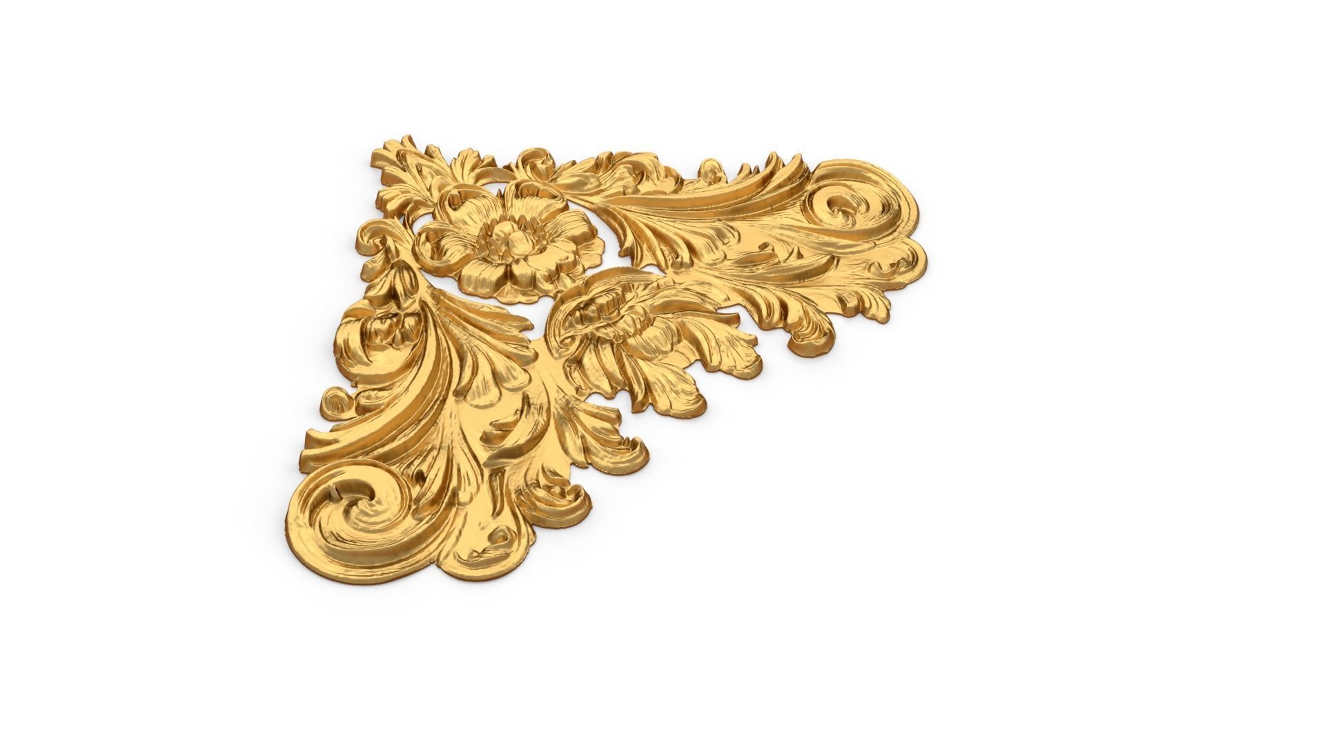Classic carved corner decor ornament 377 3D model_3
