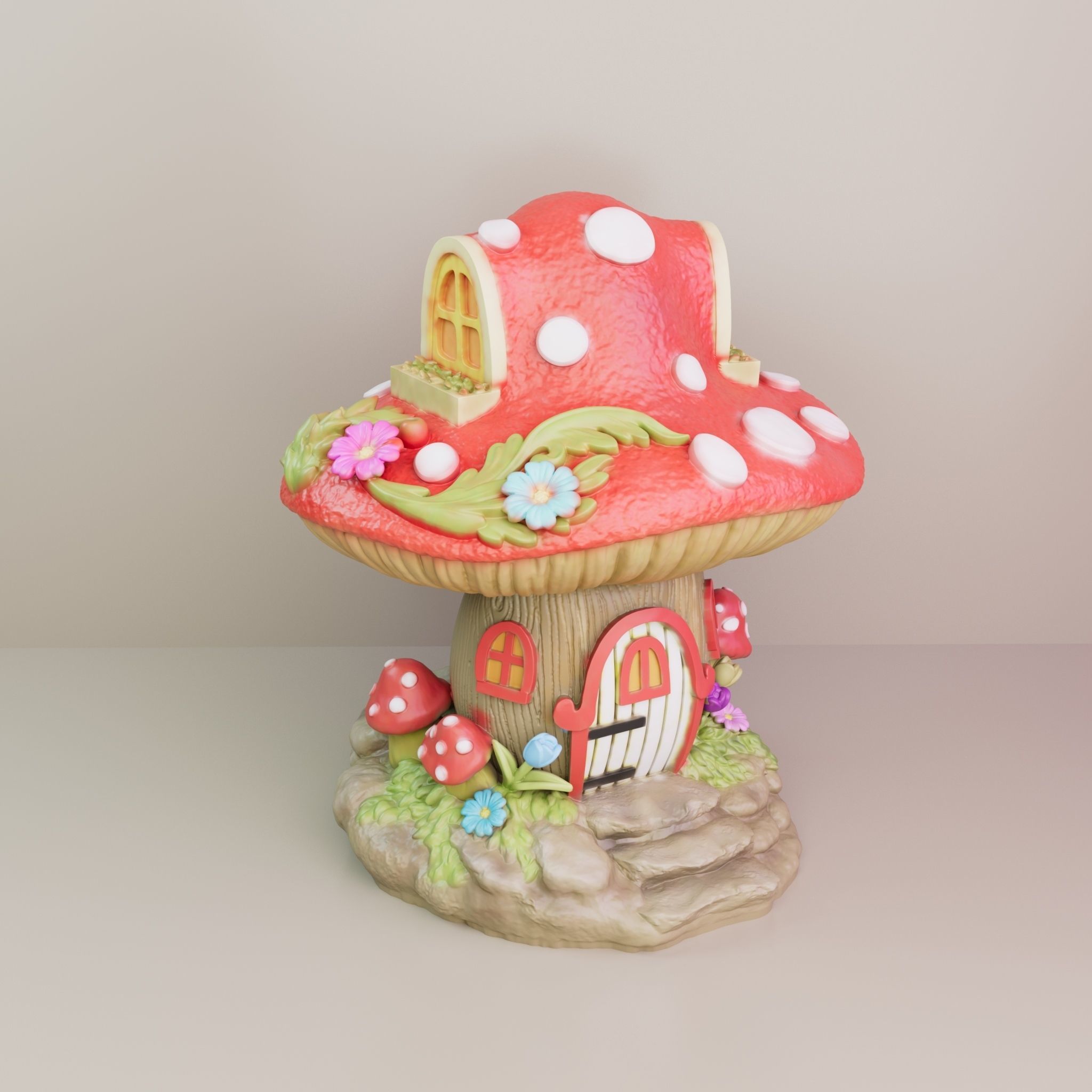 FANTASY MUSHROOM HOUSE DECORATION 3D print model_5