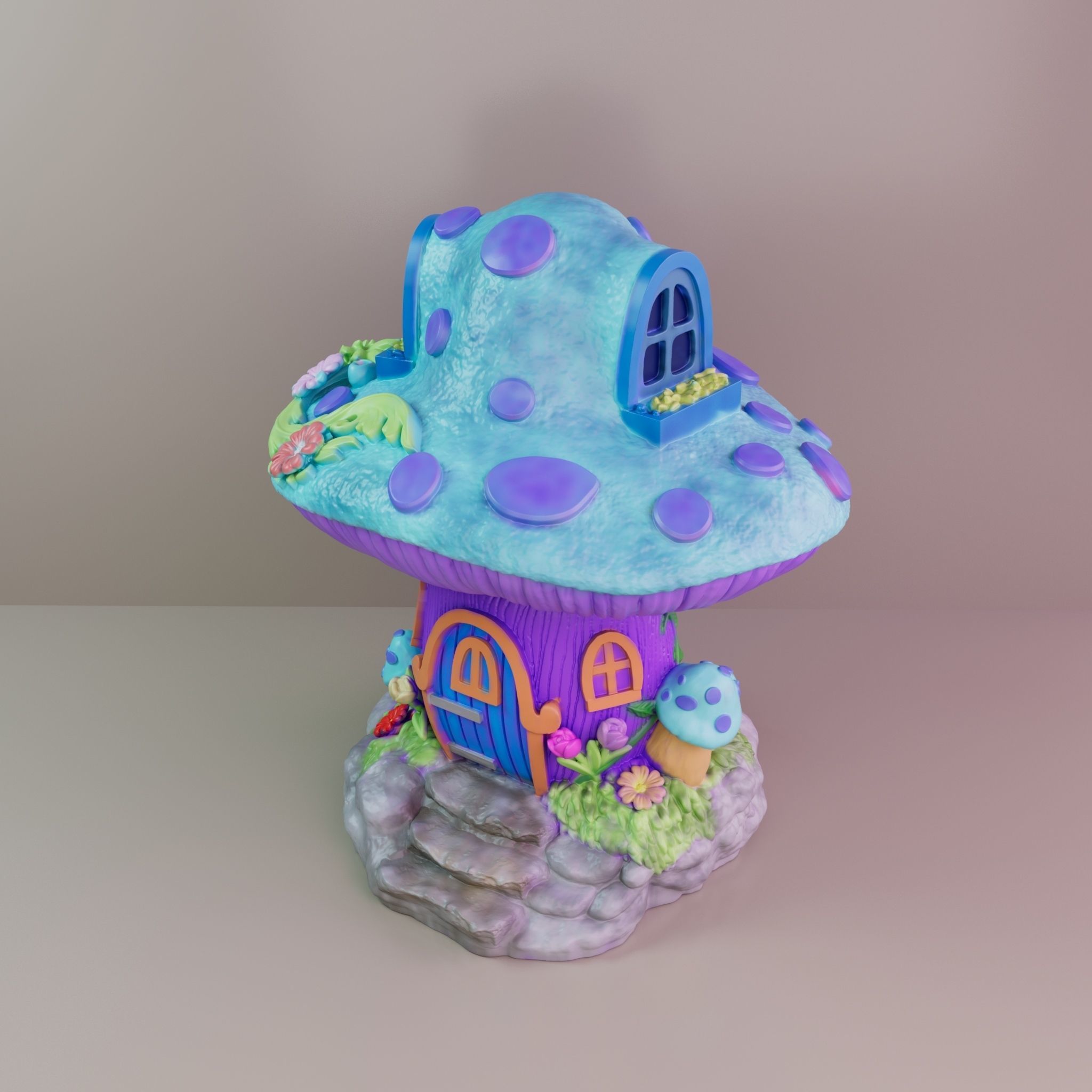 FANTASY MUSHROOM HOUSE DECORATION 3D print model_7
