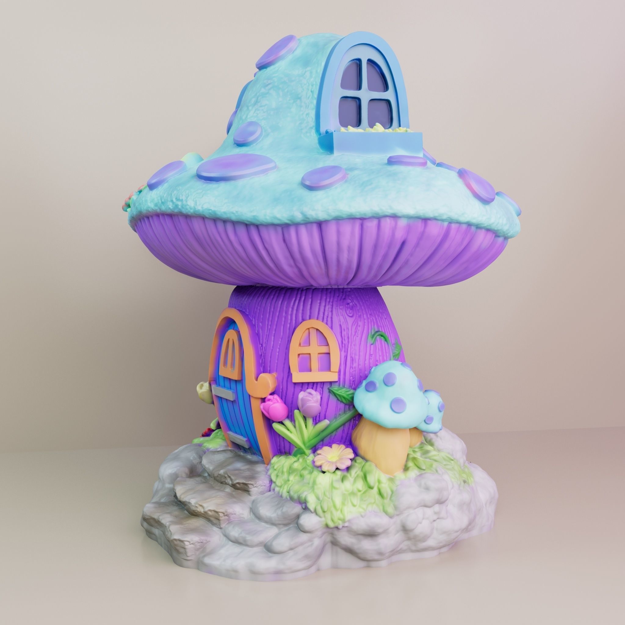 FANTASY MUSHROOM HOUSE DECORATION 3D print model_1