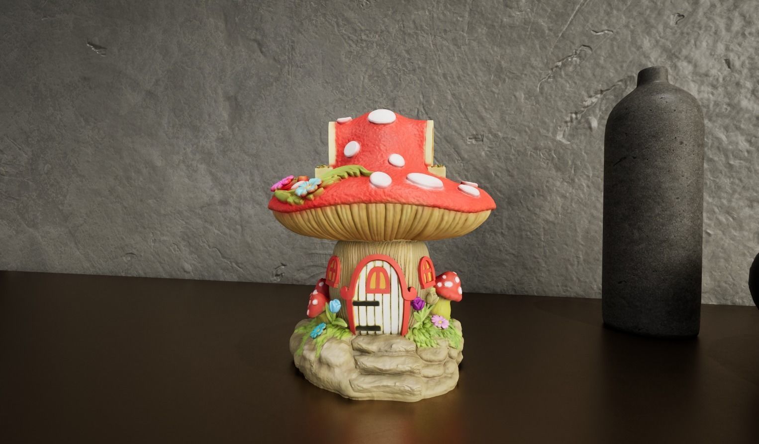 FANTASY MUSHROOM HOUSE DECORATION 3D print model_11