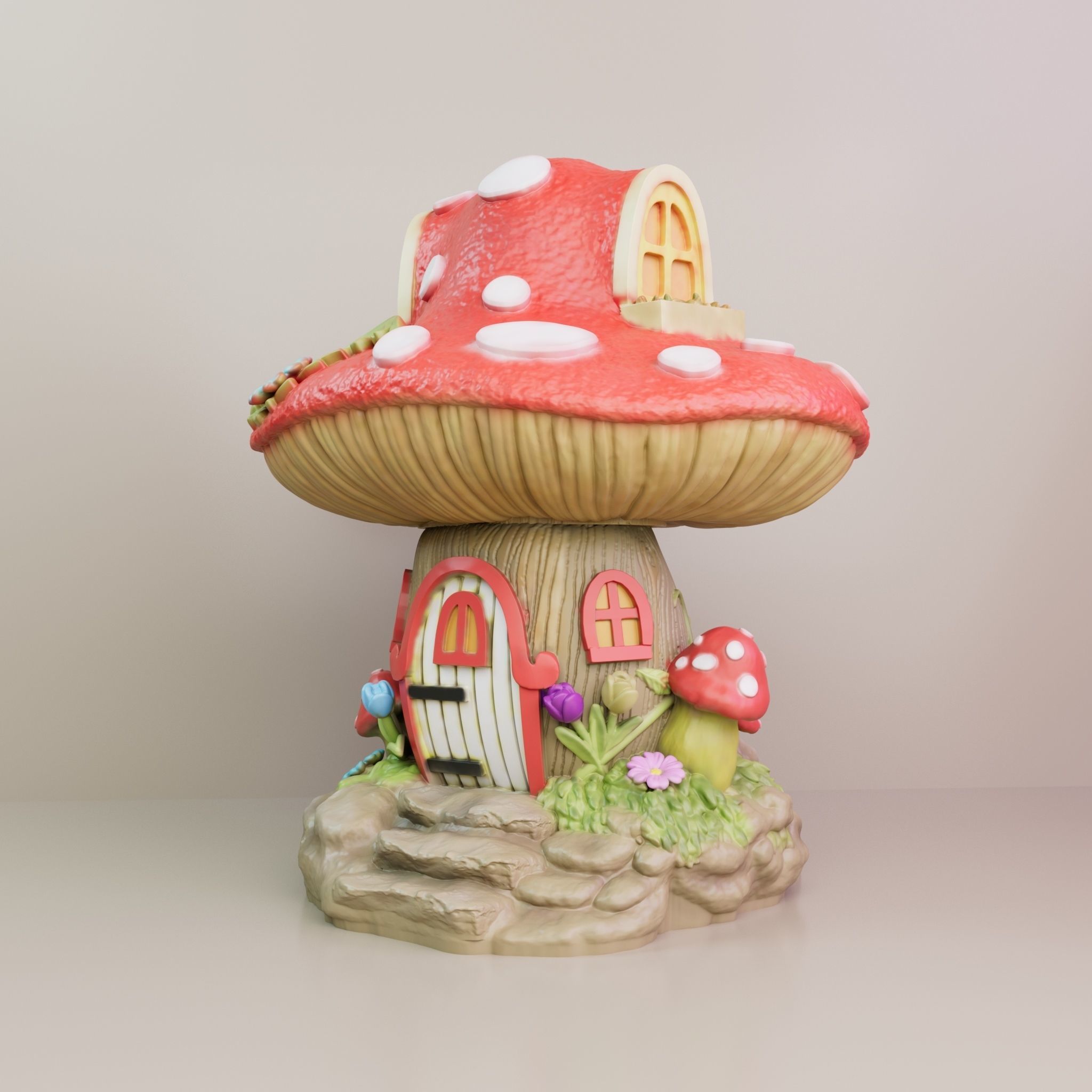 FANTASY MUSHROOM HOUSE DECORATION 3D print model_2
