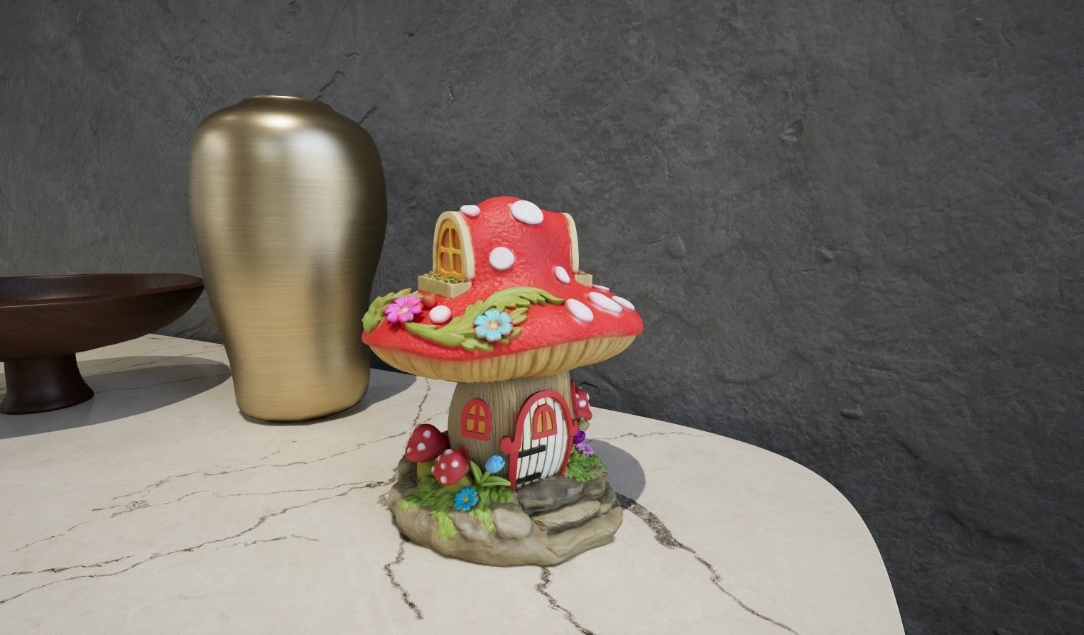 FANTASY MUSHROOM HOUSE DECORATION 3D print model_10
