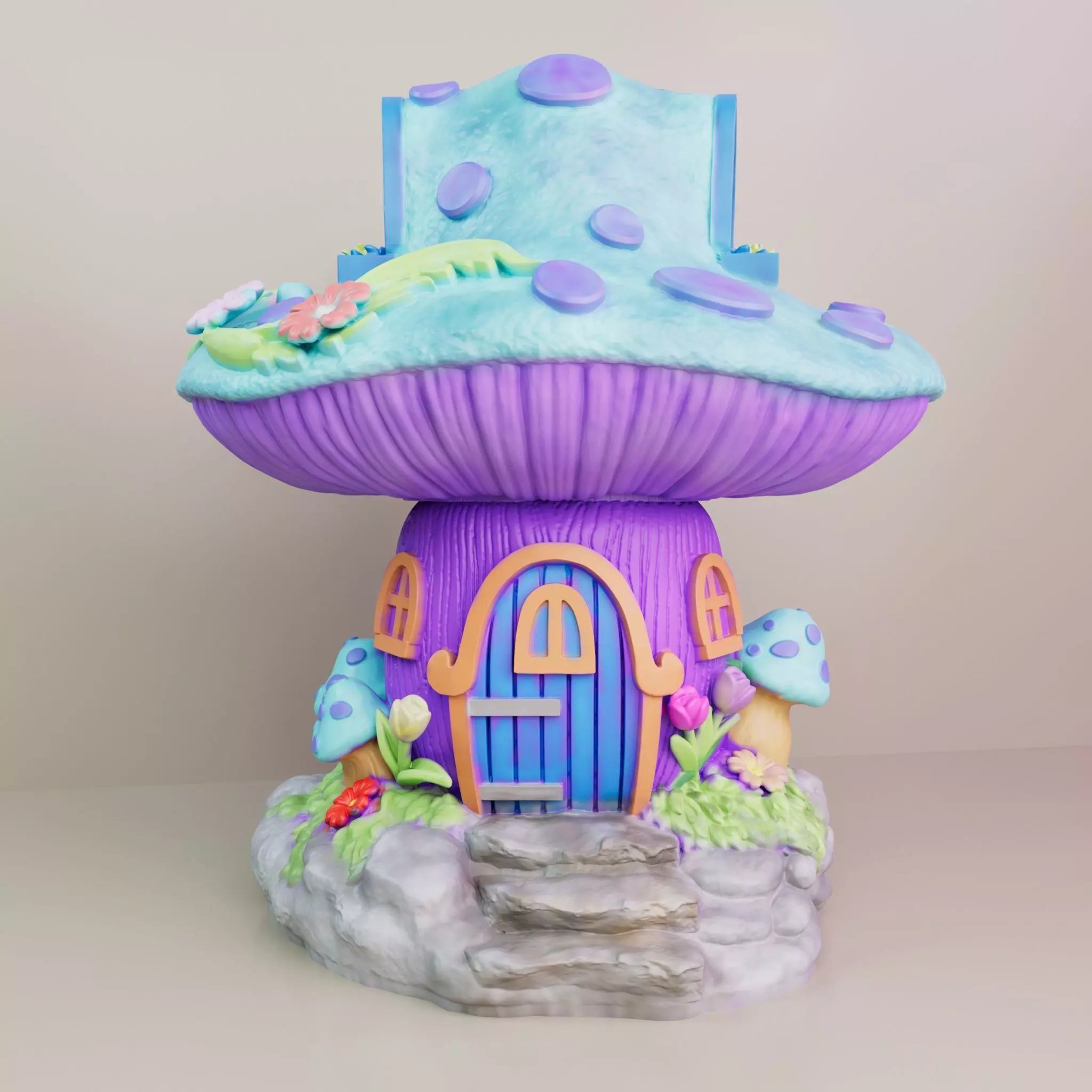 FANTASY MUSHROOM HOUSE DECORATION 3D print model_0
