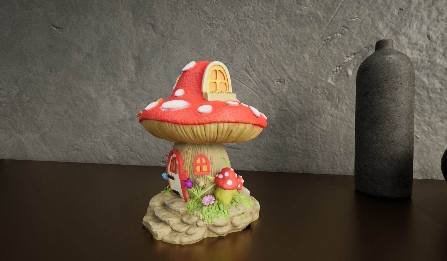 FANTASY MUSHROOM HOUSE DECORATION 3D print model_12