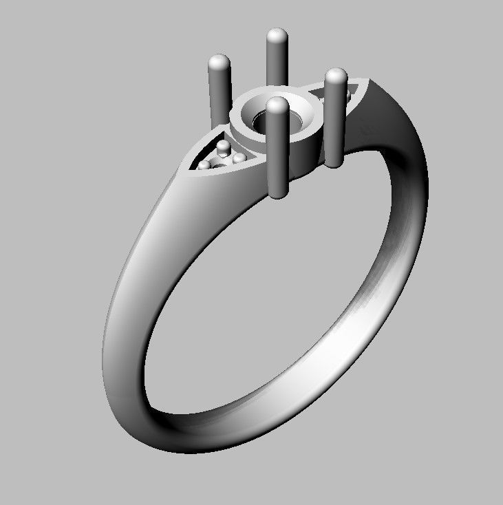 4mm Engagement Ring 3D print model_16