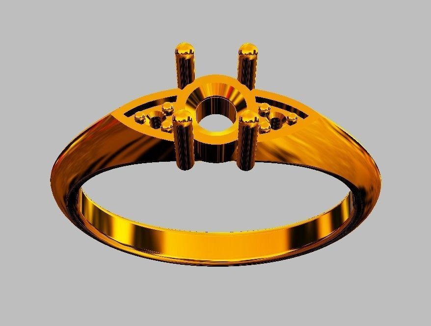 4mm Engagement Ring 3D print model_6
