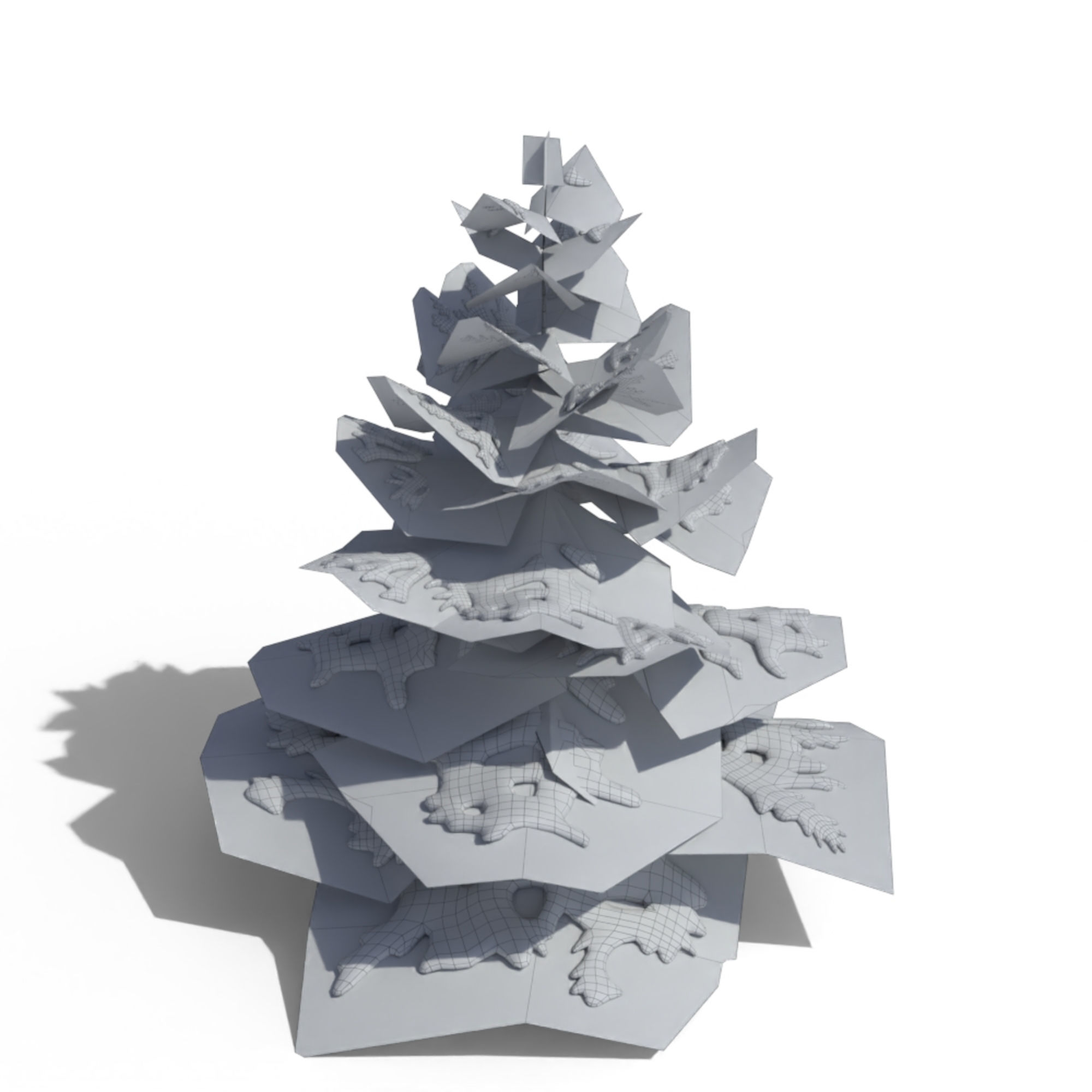 Low Poly Snowy Spruce Tree Pack Low-poly 3D model_10
