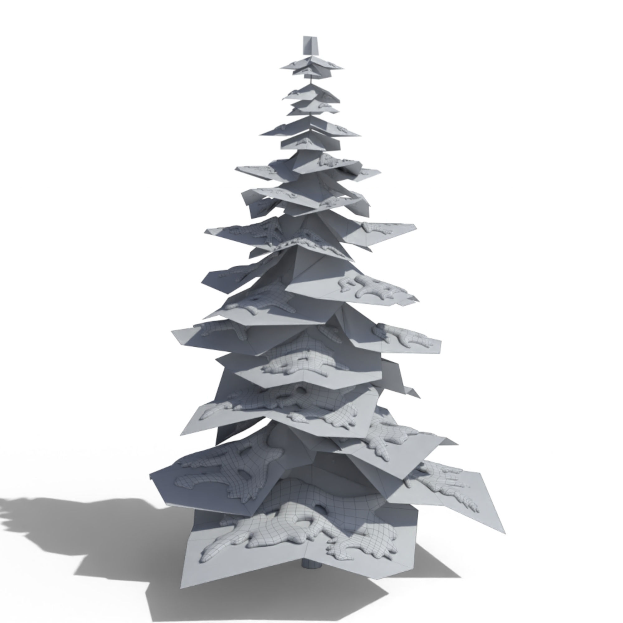 Low Poly Snowy Spruce Tree Pack Low-poly 3D model_12