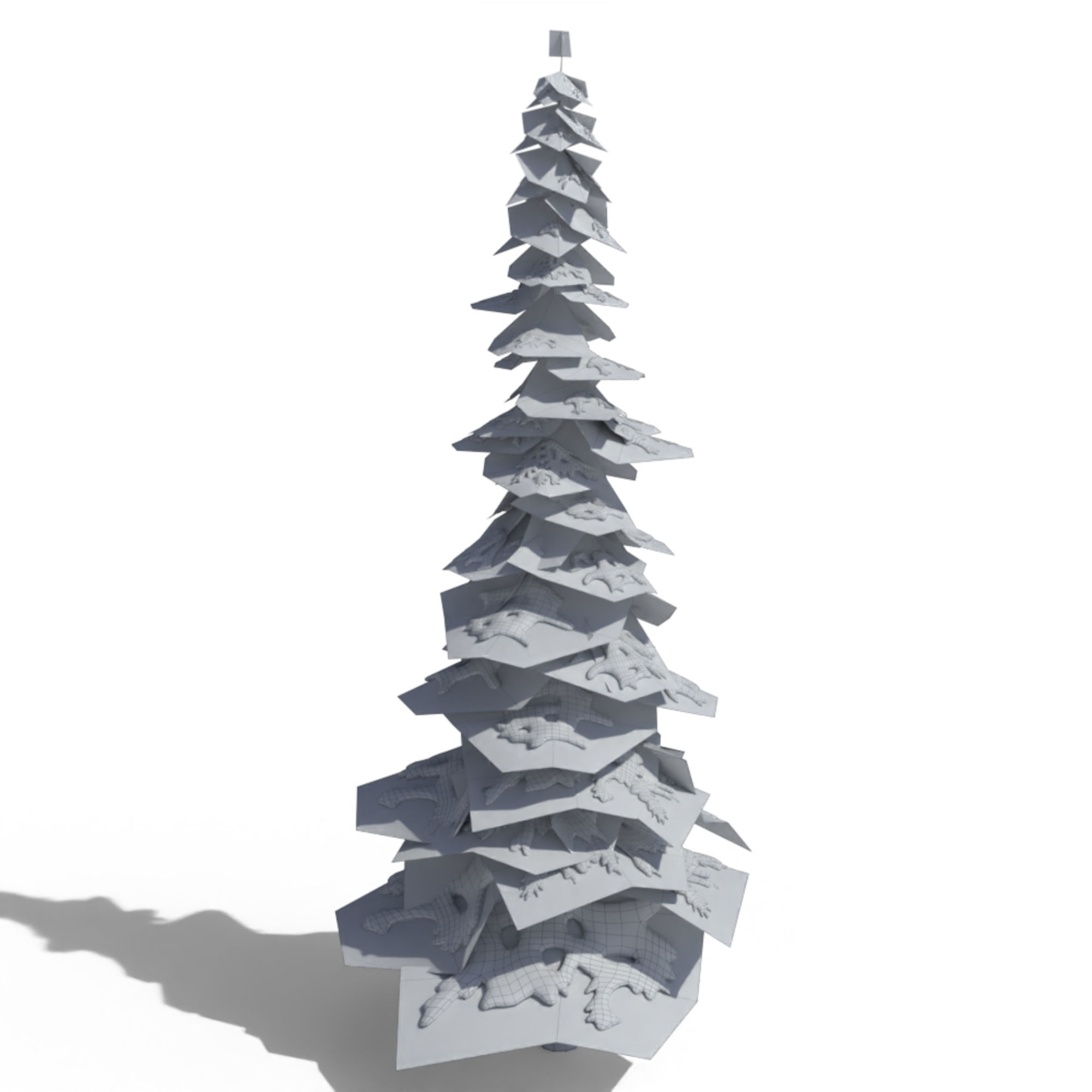 Low Poly Snowy Spruce Tree Pack Low-poly 3D model_16