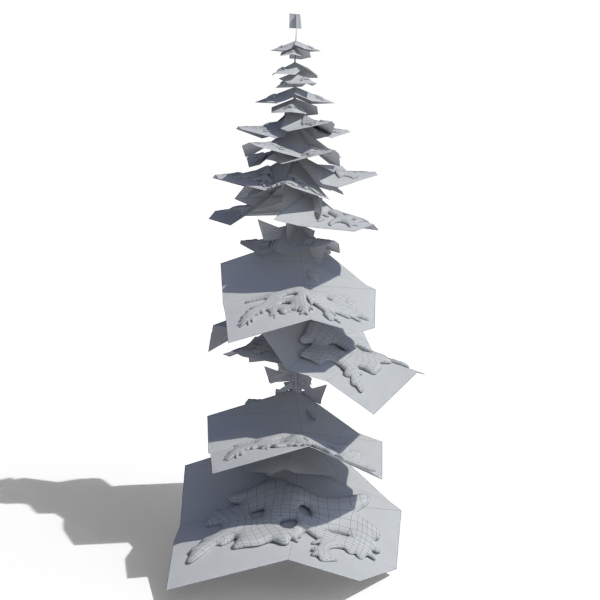 Low Poly Snowy Spruce Tree Pack Low-poly 3D model_14