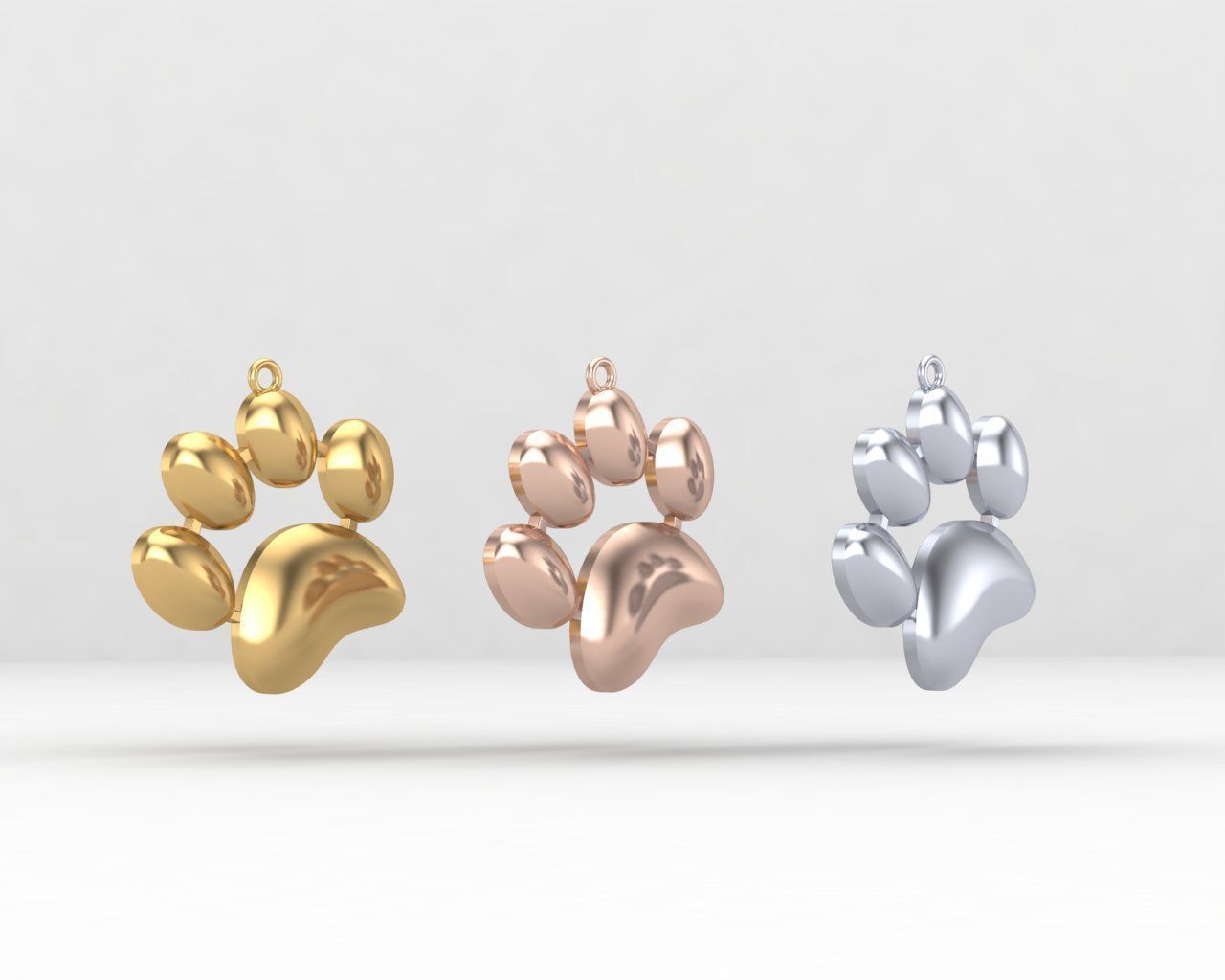 Minimal dog footprint necklace 115-MW 3D print model_4
