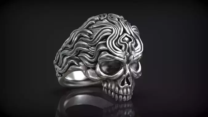 Skull Head Motorbike Ride Fire Lifestyle Pattern Ring 