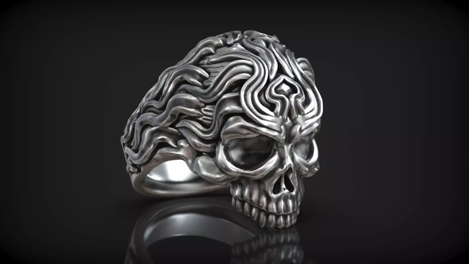 Skull Head Motorbike Ride Fire Lifestyle Pattern Ring 3D print model