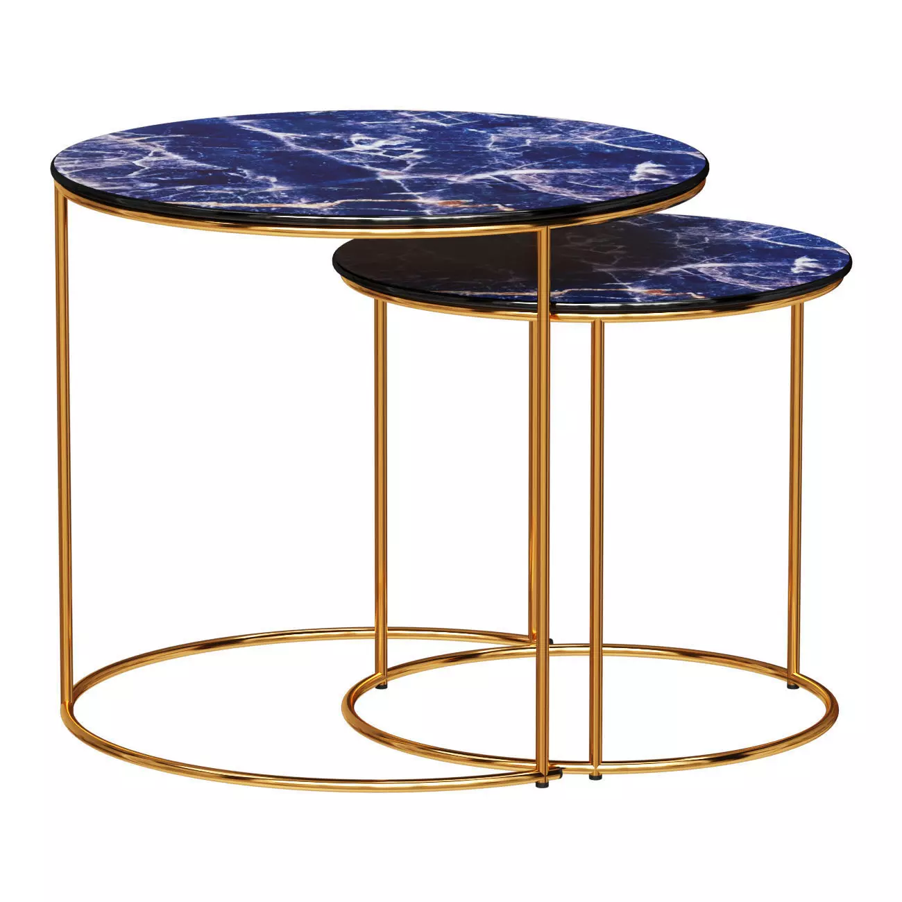COFFEE TABLES WITH GOLD LEGS 2 PCS DARK BLUE TANGO 3D model_0