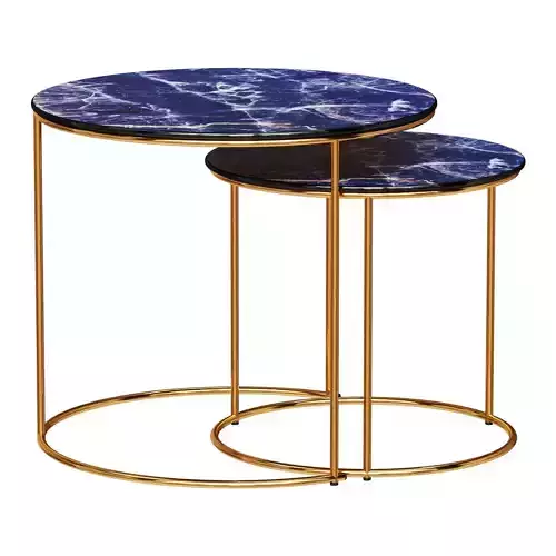 COFFEE TABLES WITH GOLD LEGS 2 PCS DARK BLUE TANGO 3D model