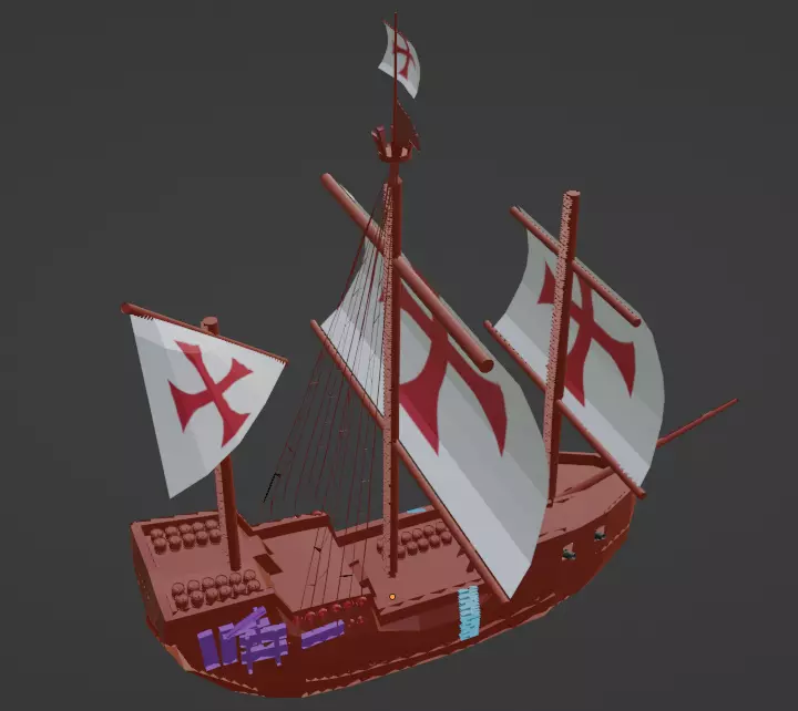 Santa Maria Carrack Low-poly 3D model_0