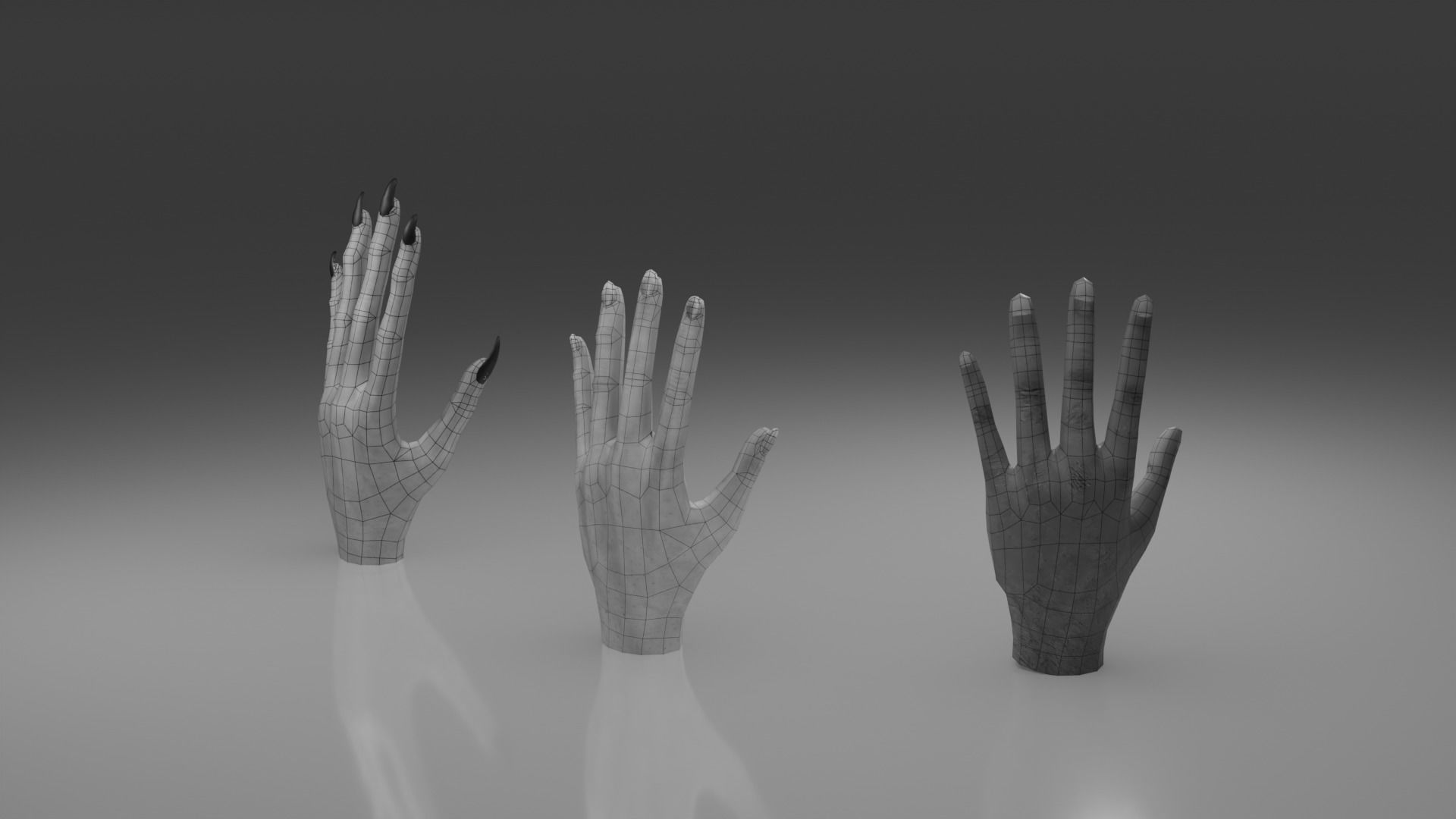 Hands 3D model Low-poly 3D model_3
