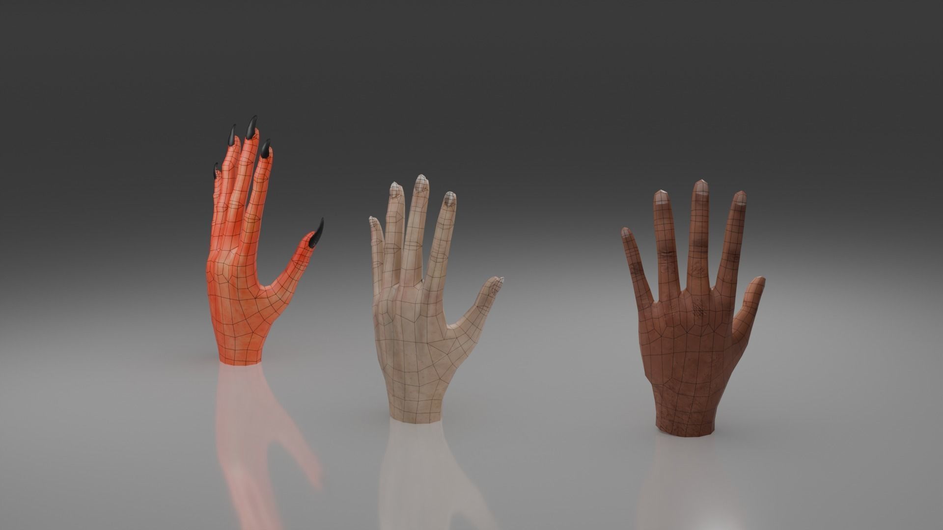 Hands 3D model Low-poly 3D model_2