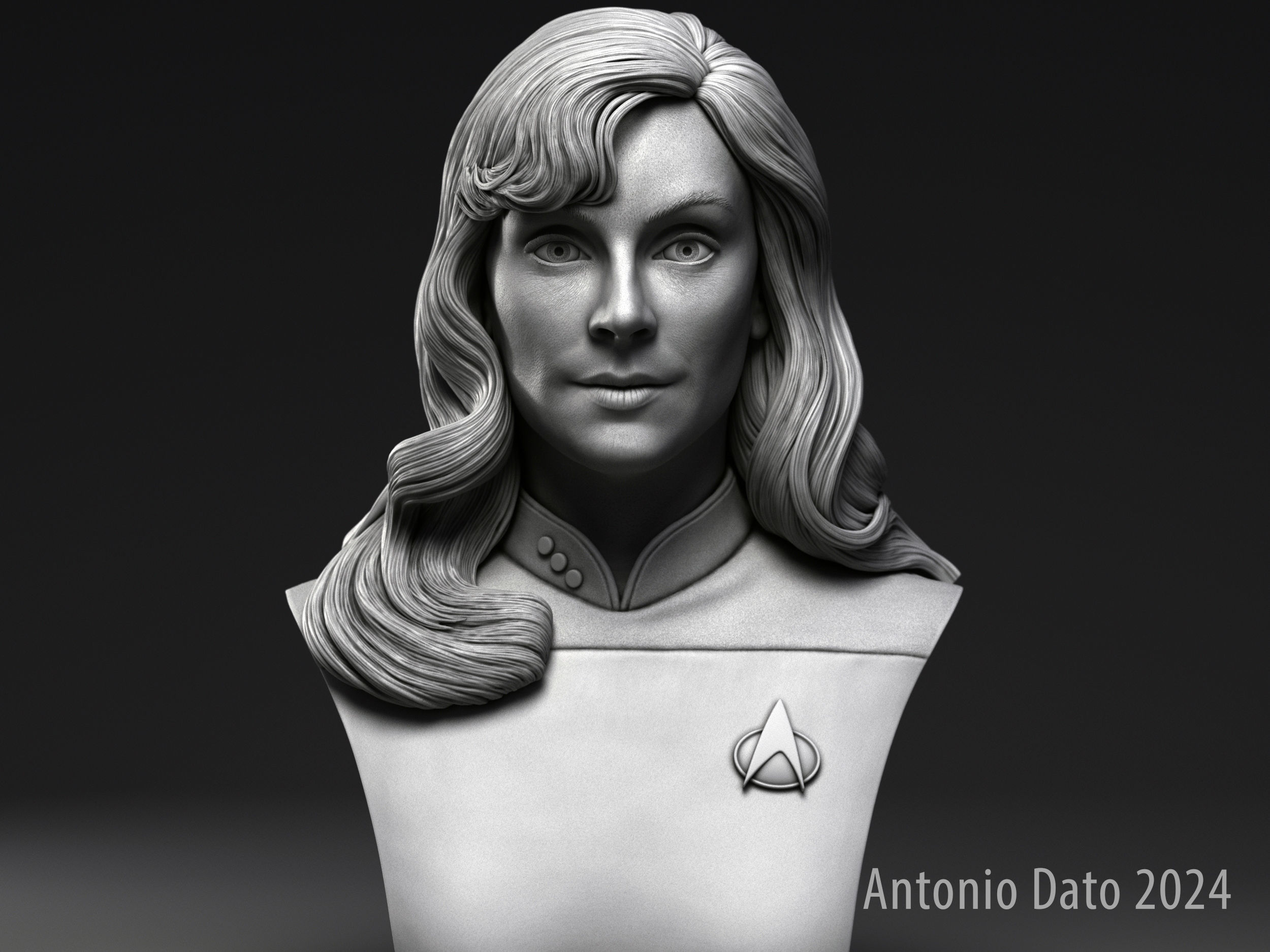 Gates McFadden as Beverly Crusher Bust Printable 3D Model 3D print model_5