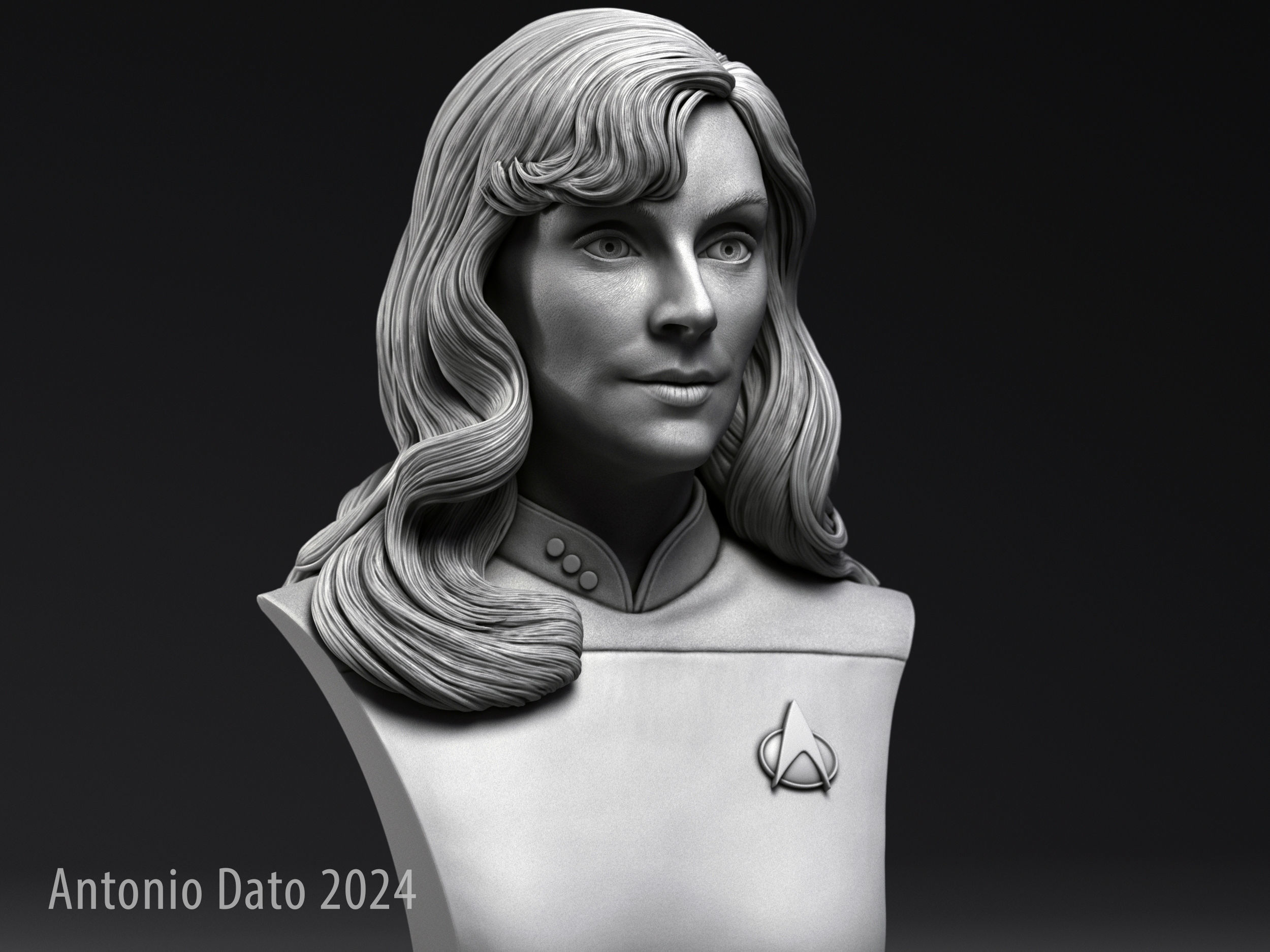 Gates McFadden as Beverly Crusher Bust Printable 3D Model 3D print model_4