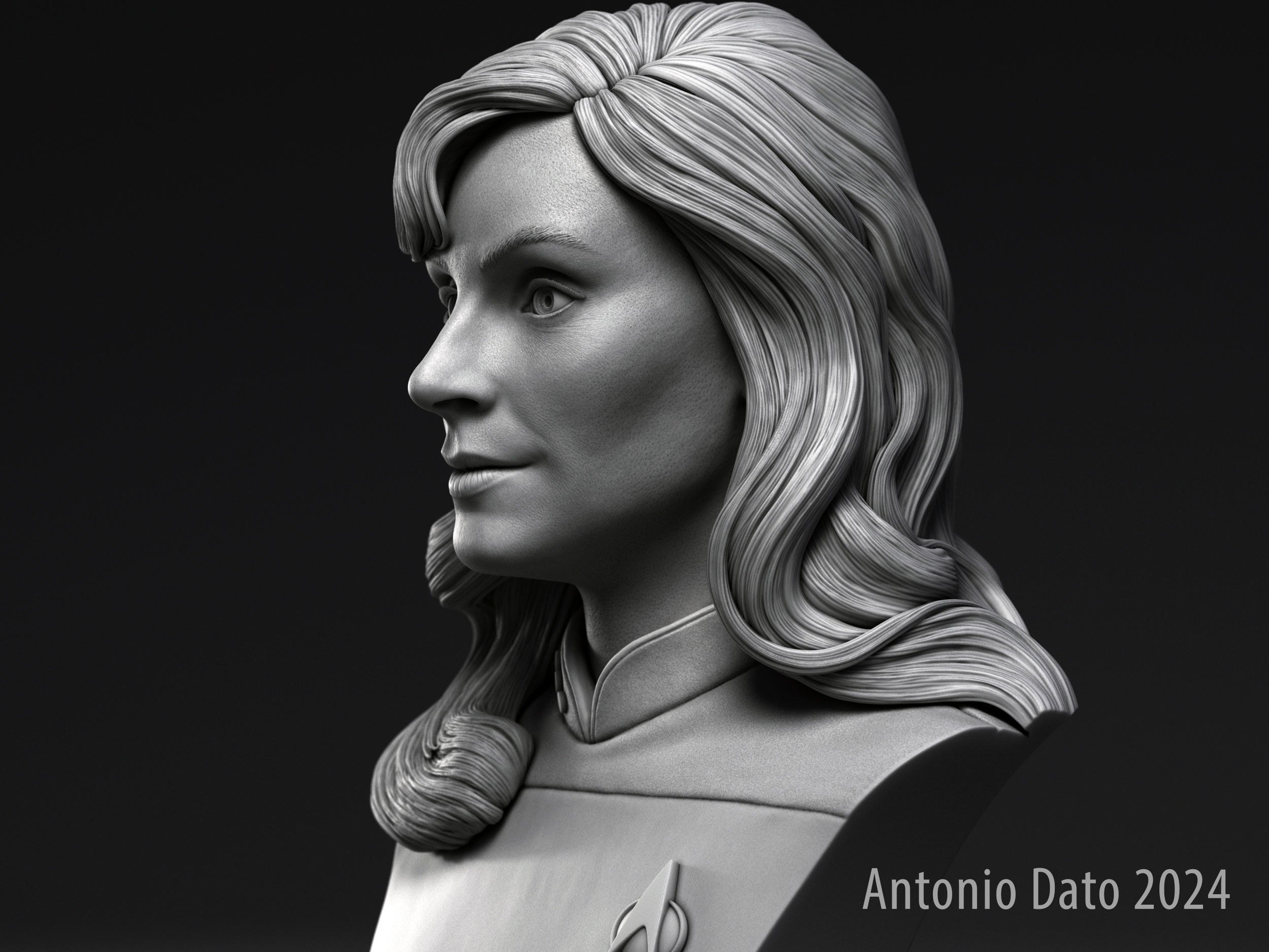 Gates McFadden as Beverly Crusher Bust Printable 3D Model 3D print model_8