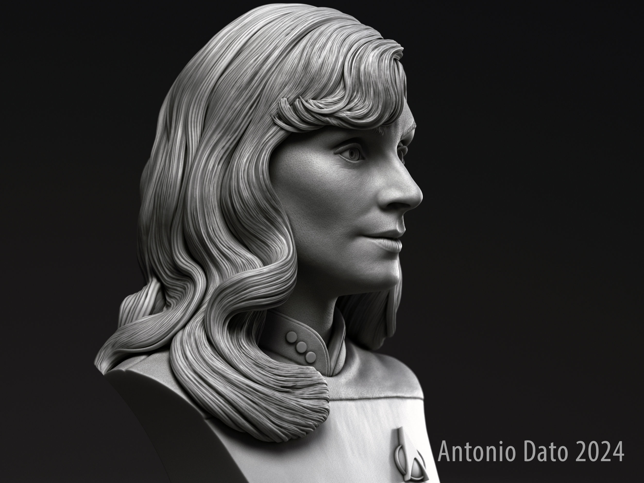 Gates McFadden as Beverly Crusher Bust Printable 3D Model 3D print model_9