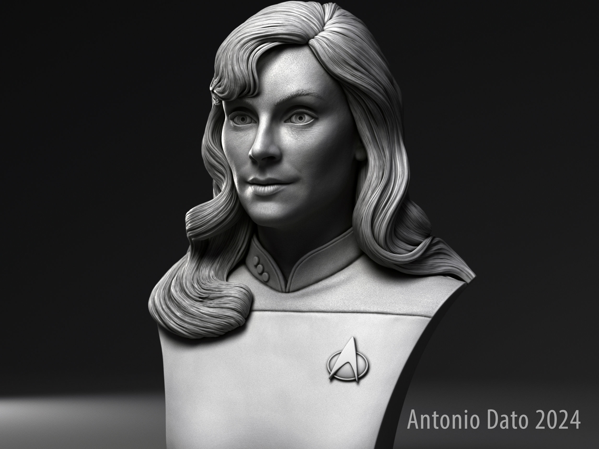 Gates McFadden as Beverly Crusher Bust Printable 3D Model 3D print model_6