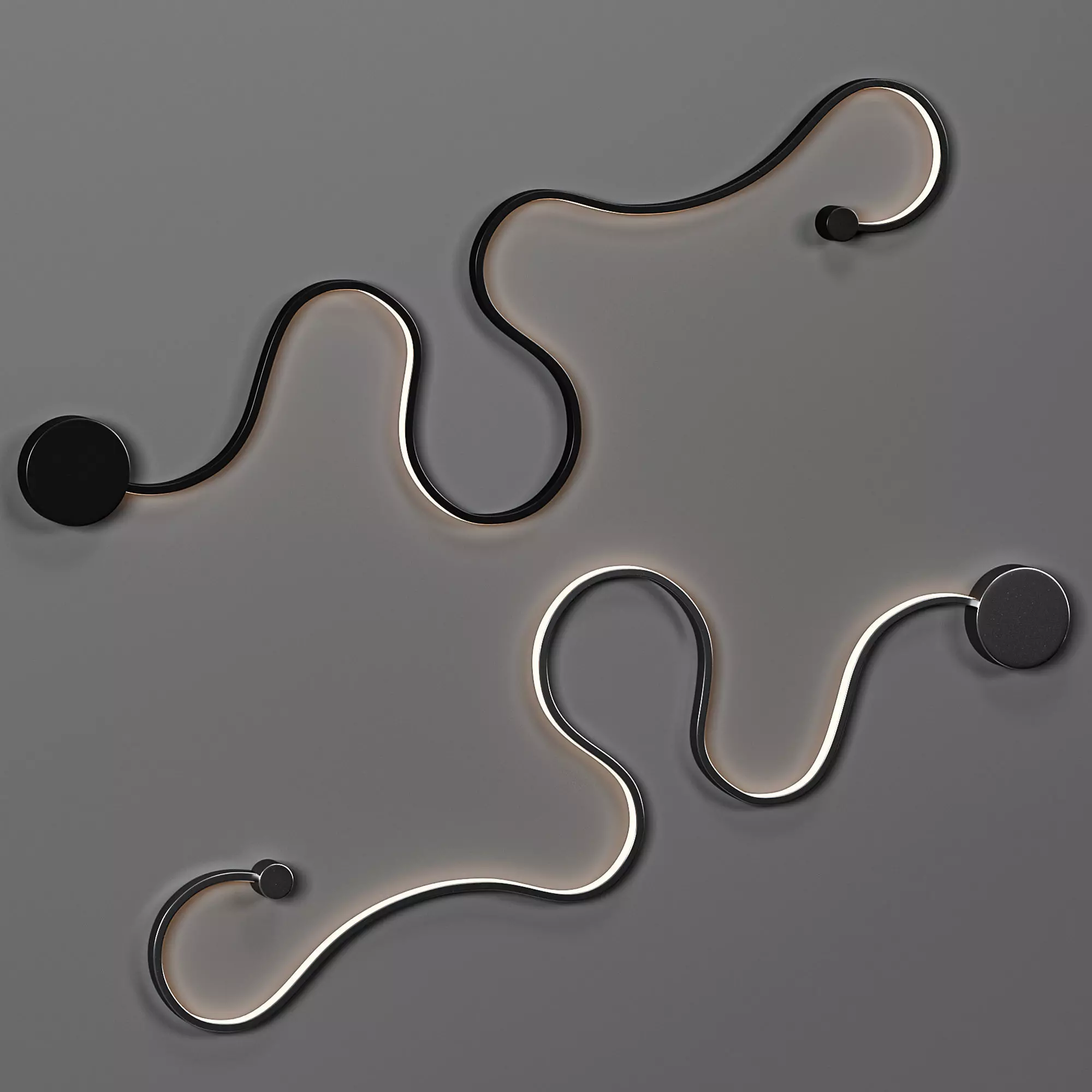 Curved Wall Sconce Light 3D model_0