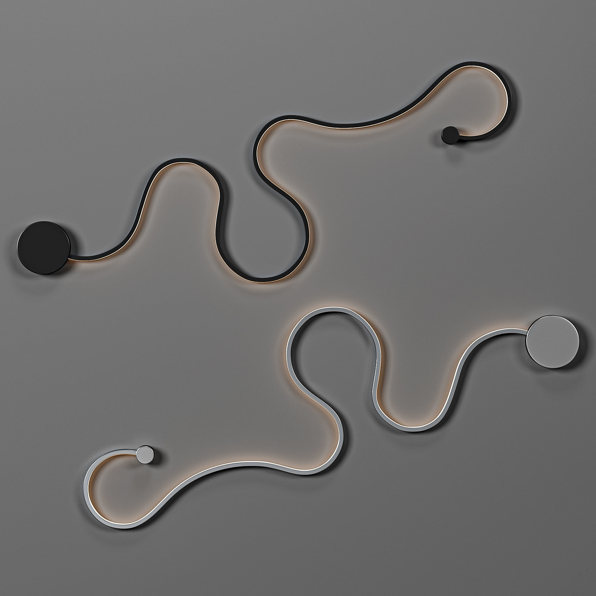 Curved Wall Sconce Light 3D model_4