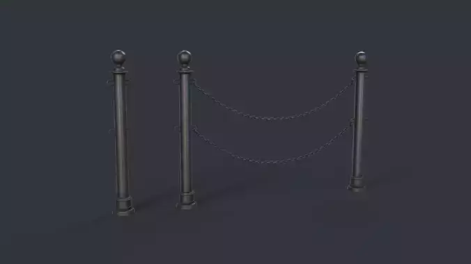 Street Bollard 10 PBR Game Ready Low-poly 3D model