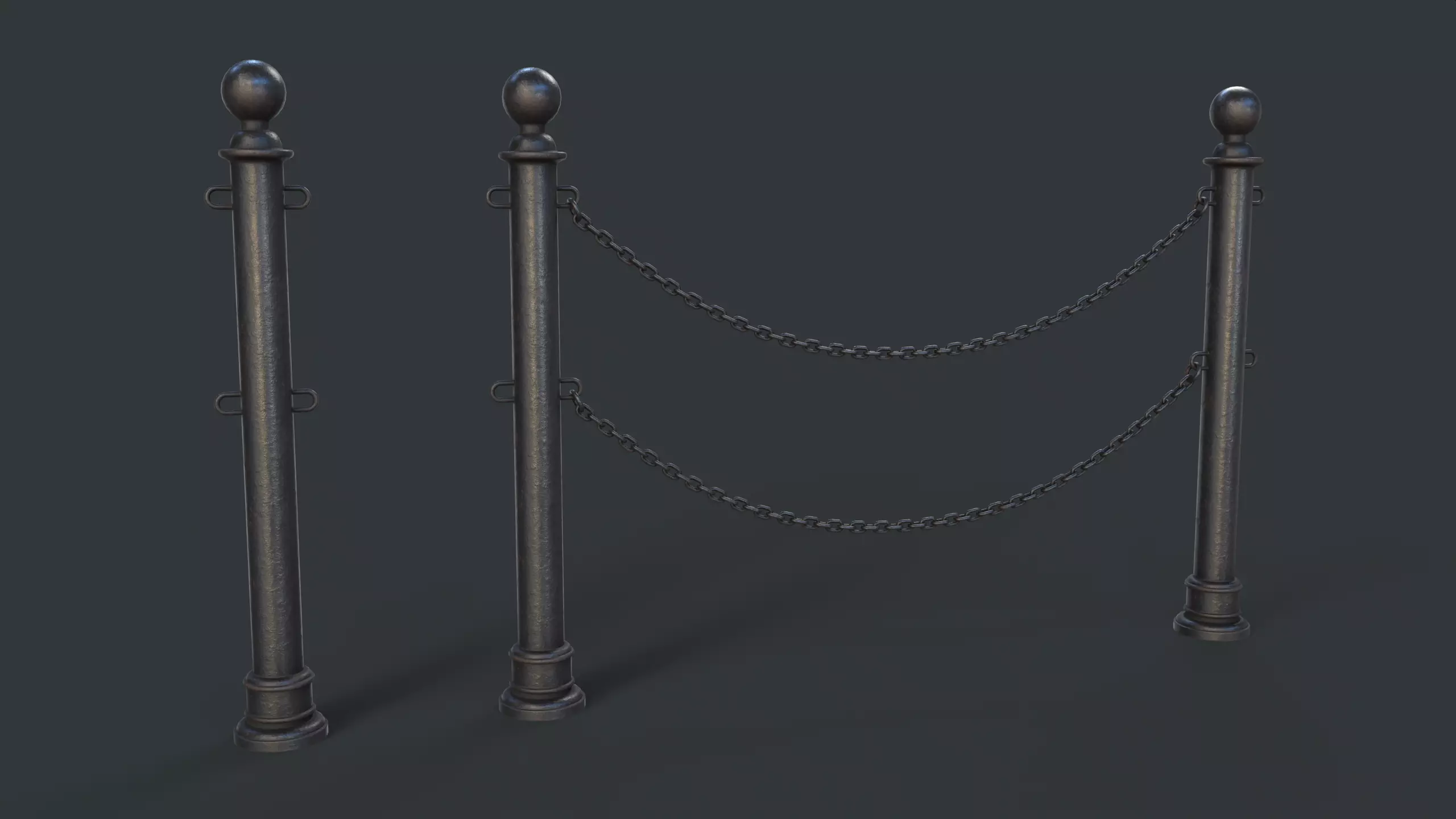 Street Bollard 10 PBR Game Ready Low-poly 3D model
