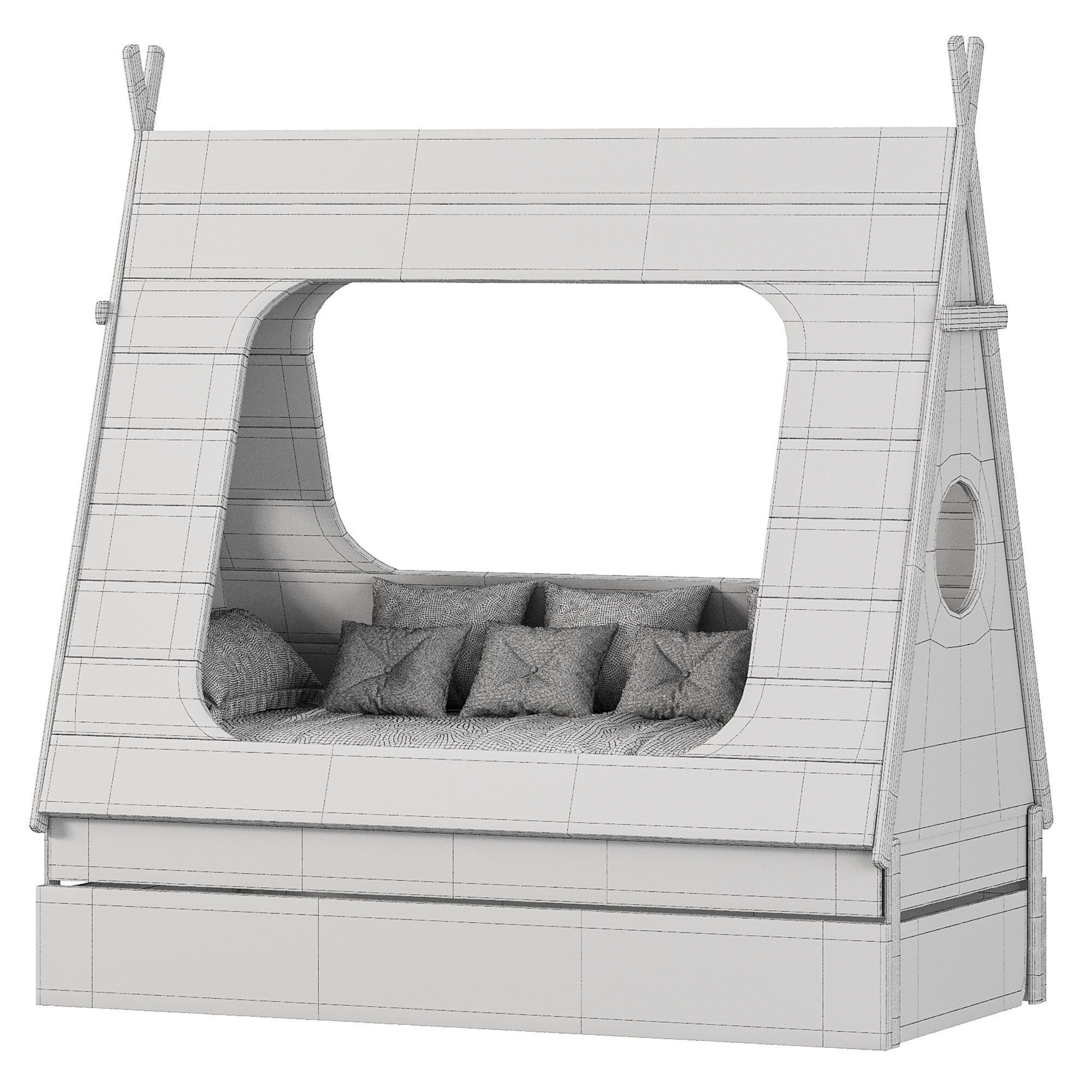 Wigwam bed with drawer KVOYA 11 3D model_3