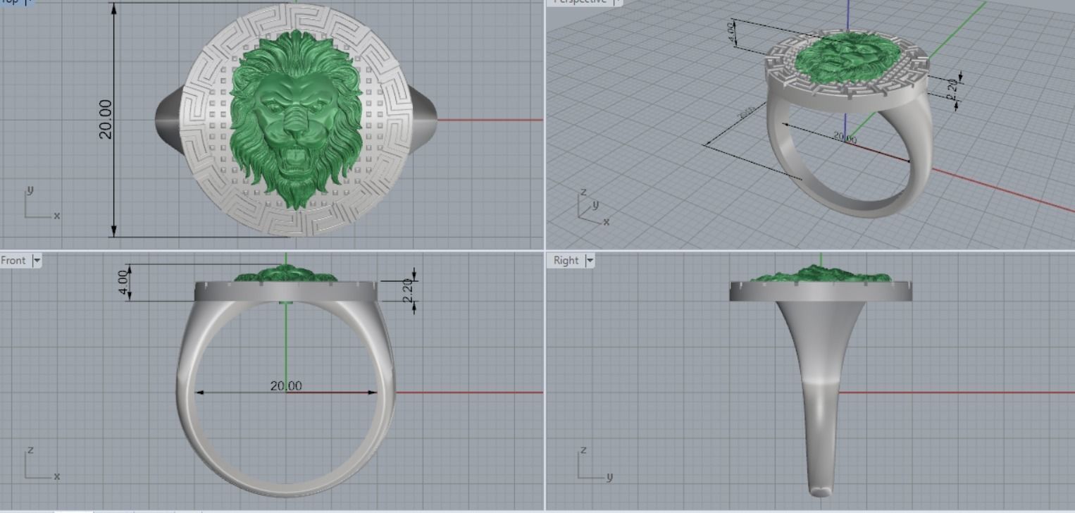 lion ring 3D print model_6