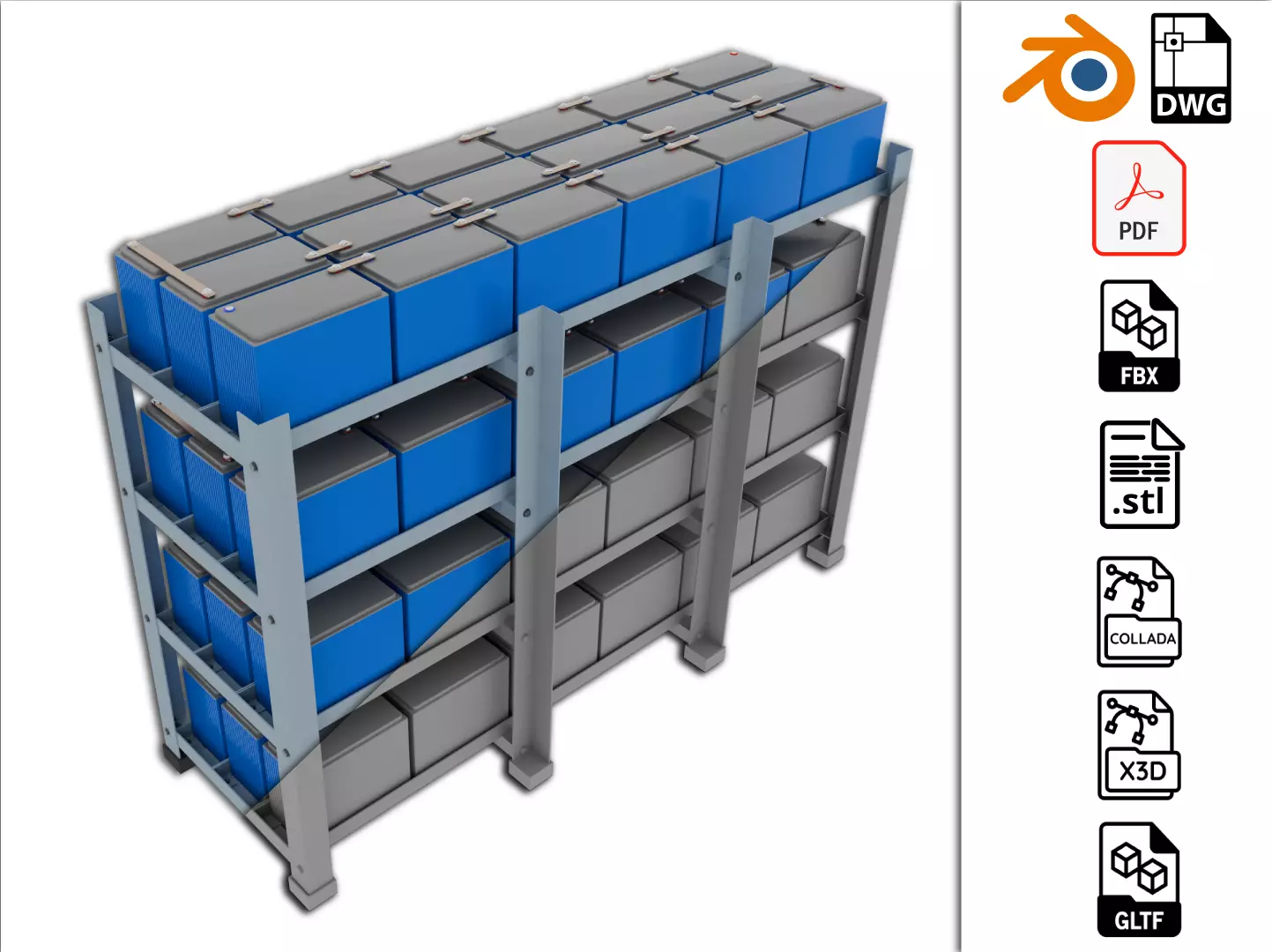 Rack With Battery - level 4 3D model_0