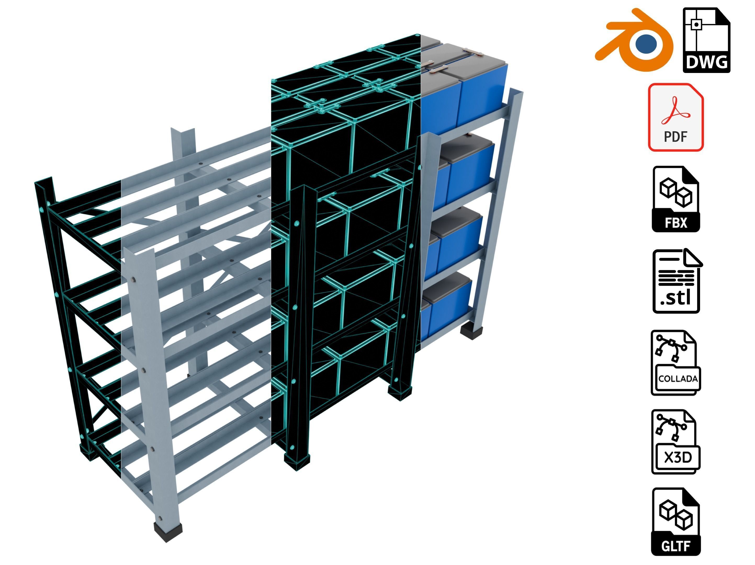 Rack With Battery - level 4 3D model_1