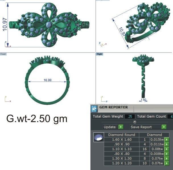 Ultra light wt Women Ring 3dm stl renders details 3D print model_10