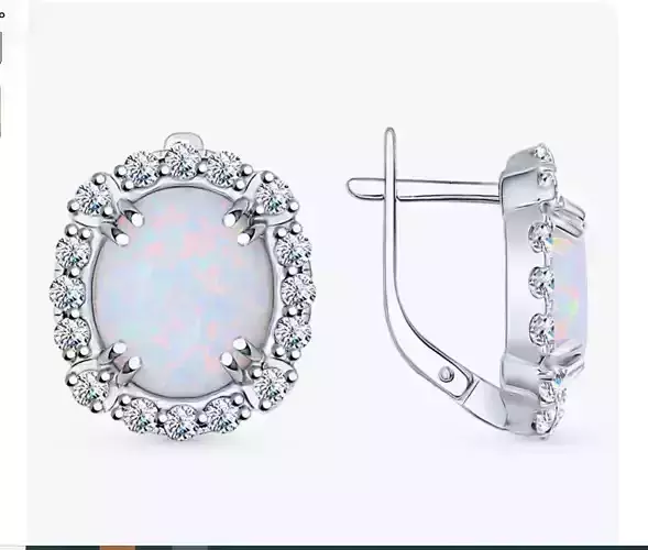 Oval Cabochon Cut Opal Earrings  1028 3D print model