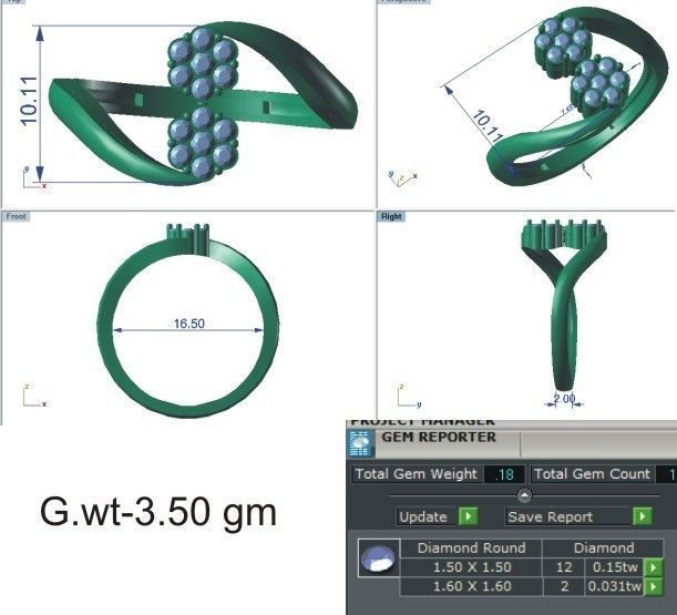 Ultra light wt Women Ring 3dm stl renders details 3D print model_9